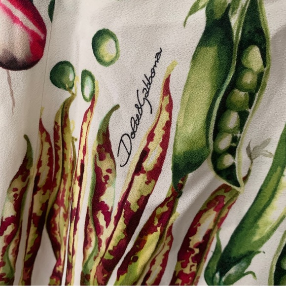 Dolce & Gabbana Square Neck Vegetable Print Midi Cady Dress 2018 XS / IT 36 - Picture 9 of 16